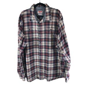 Wrangler Mens 2XT Flex for Comfort Button Up Work Shirt Long Sleeve Red Black